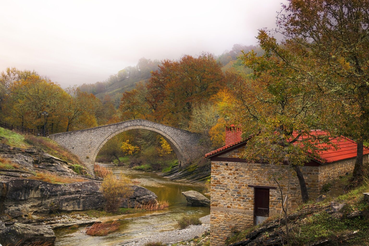Chrysavgi Stone Bridge - Kozani, Macedonia, Greece - 4501853